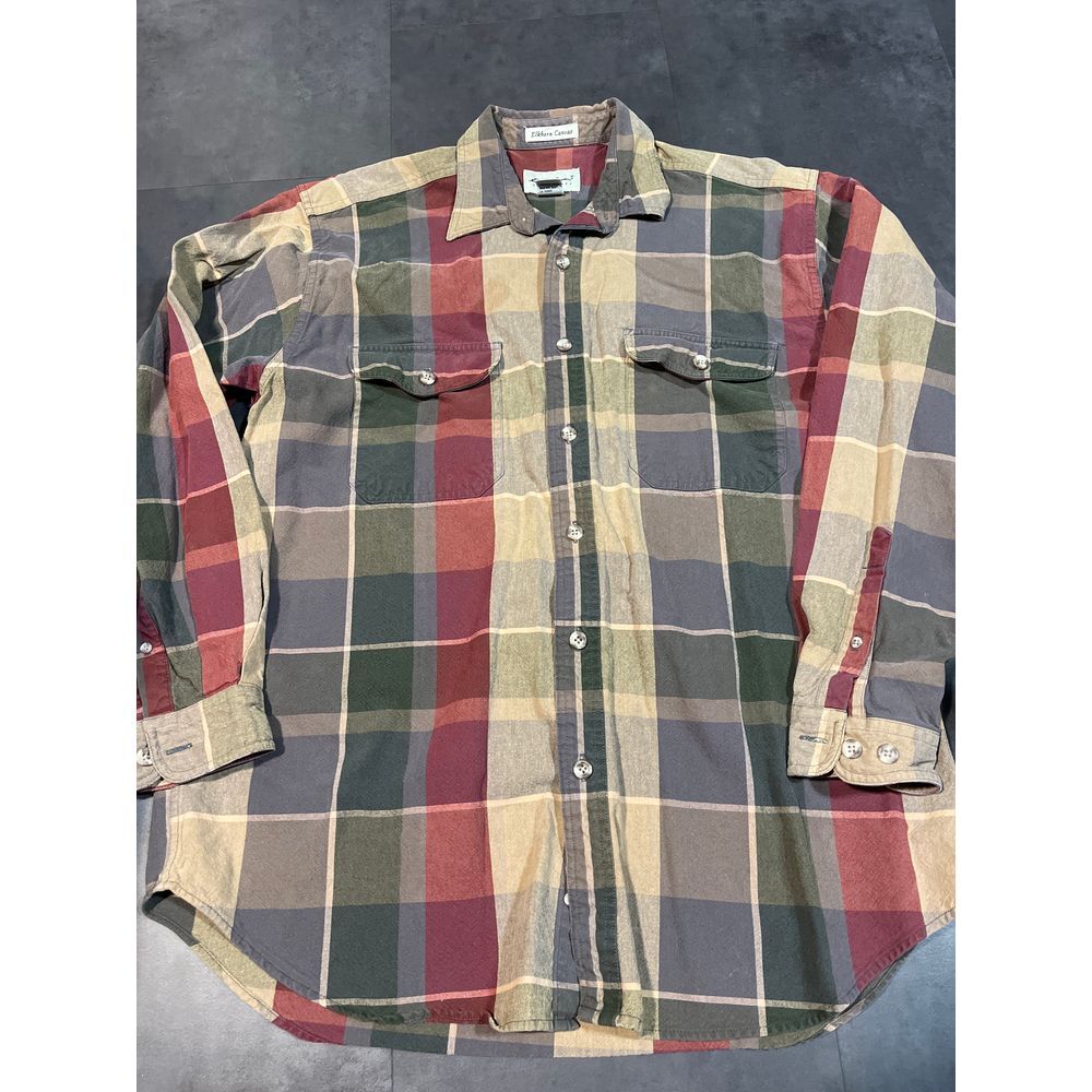 Eddie Bauer Elkhorn‎ Canvas Plaid Button-Down Shirt Long Sleeve  size L C-35